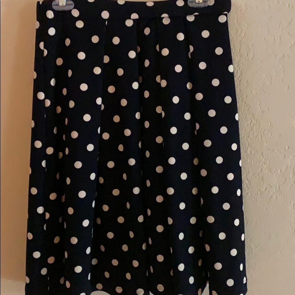 Le Lis Navy & Cream Pleated Polka Dot Skirt